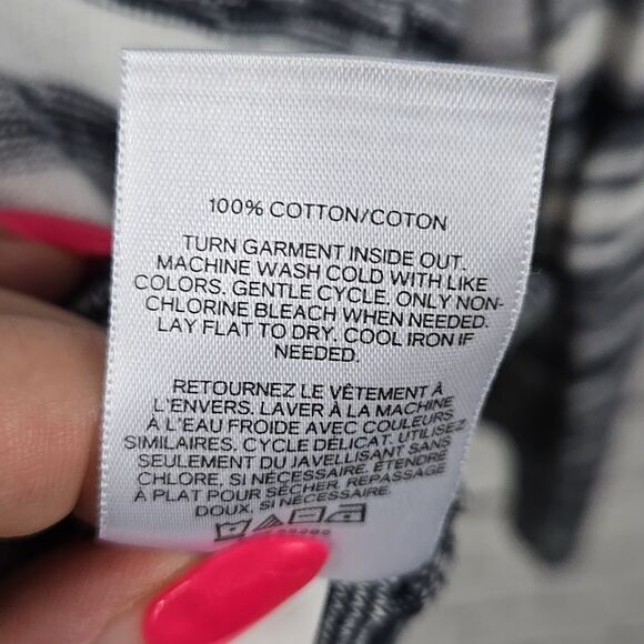 Express Men’s Striped Knit Sweater Henley Neck Black White Pullover Large Cotton - Picture 8 of 10